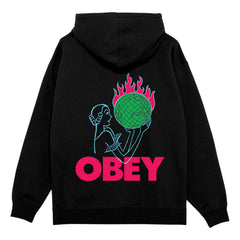 Obey Felpa Con Cappuccio  World In Flame Clothing